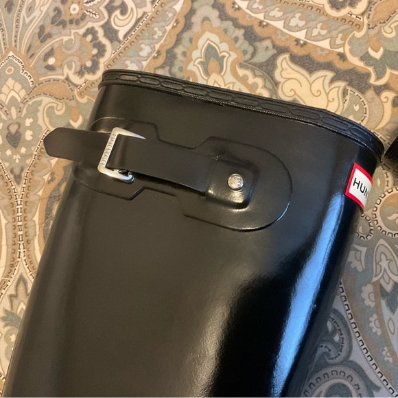 Like New Hunter Original Tall Black Gloss Boots Womens Sz 10 Worn 1x - Picture 11 of 16